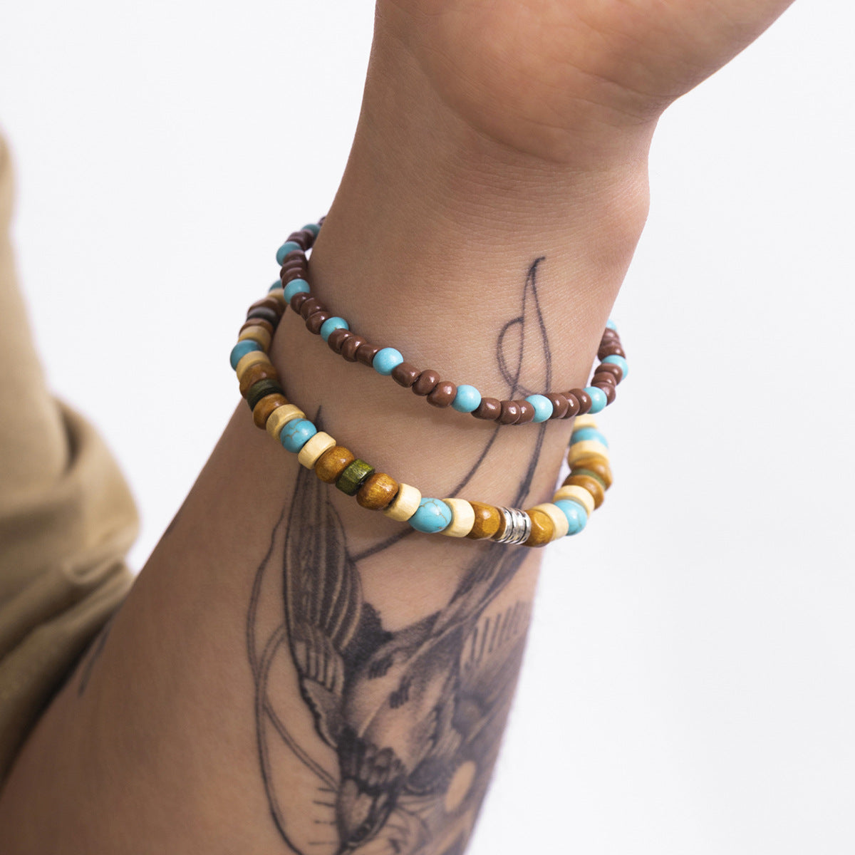 Wholesale Simple Turquoise Wood Beads Men's Bracelet